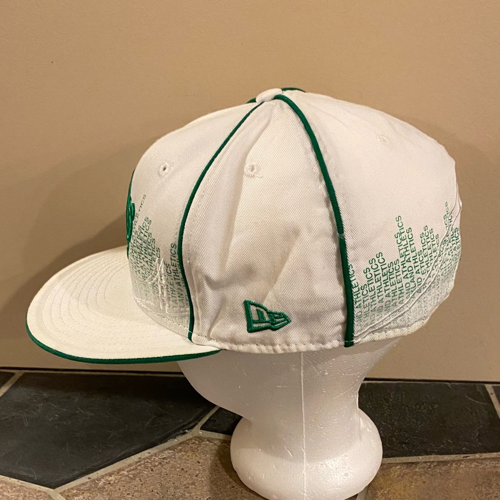 Y2K New Era 59FIFTY Oakland Athletics Embroidered Wordmark Cap White Green 7 5/8 - Picture 4 of 12